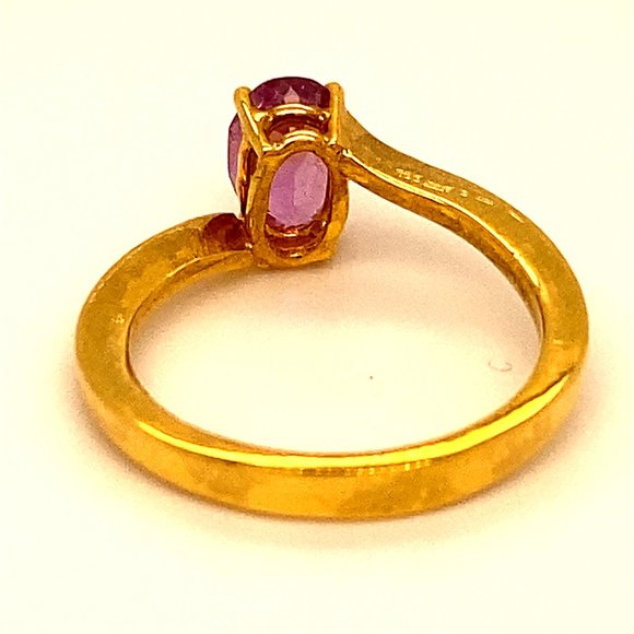 Pink Sapphire 2.51ct Solid 18K Yellow Gold Ring - Picture 5 of 7